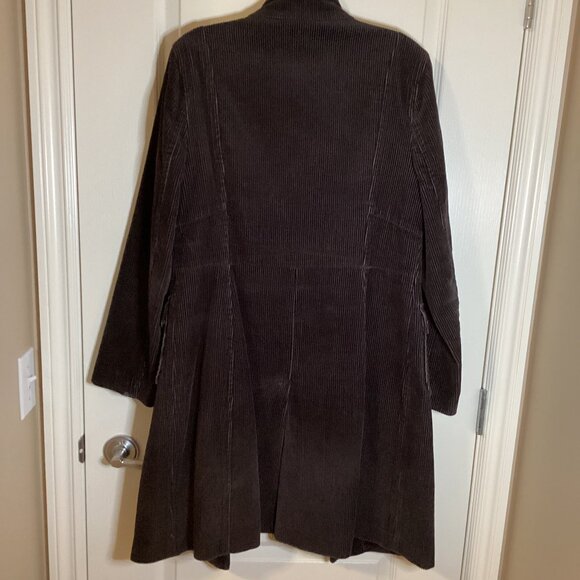Jacob Women's Dark Brown Corduroy Coat With High Neck Lined Y2K Pockets - Picture 9 of 13